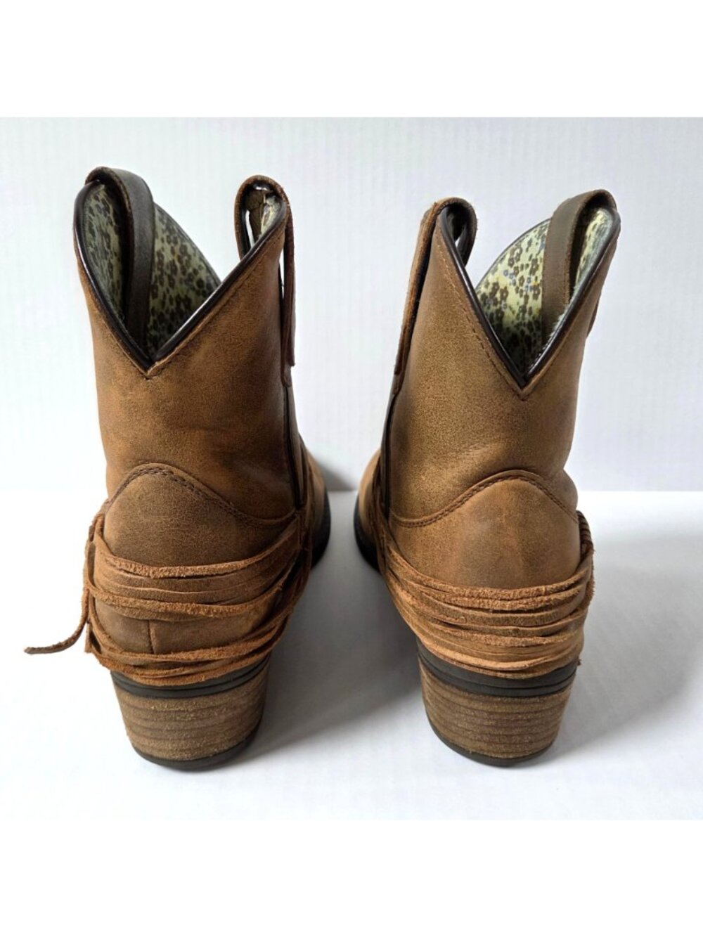 Laredo Boots Womens 10 Brown Leather Kyra Western Cowgirl Boho Ankle Booties - Picture 6 of 9